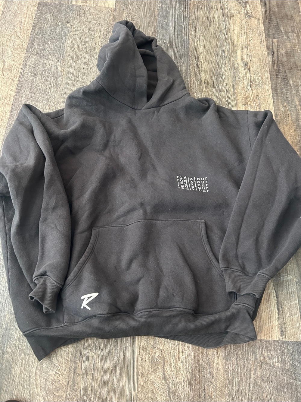 Men's Black Hooded Sweatshirt with Small White Logos